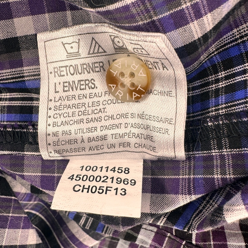 Ariat Pro Series Mens Small Purple Plaid Long Sleeve Snap Front Western Shirt - Picture 7 of 11